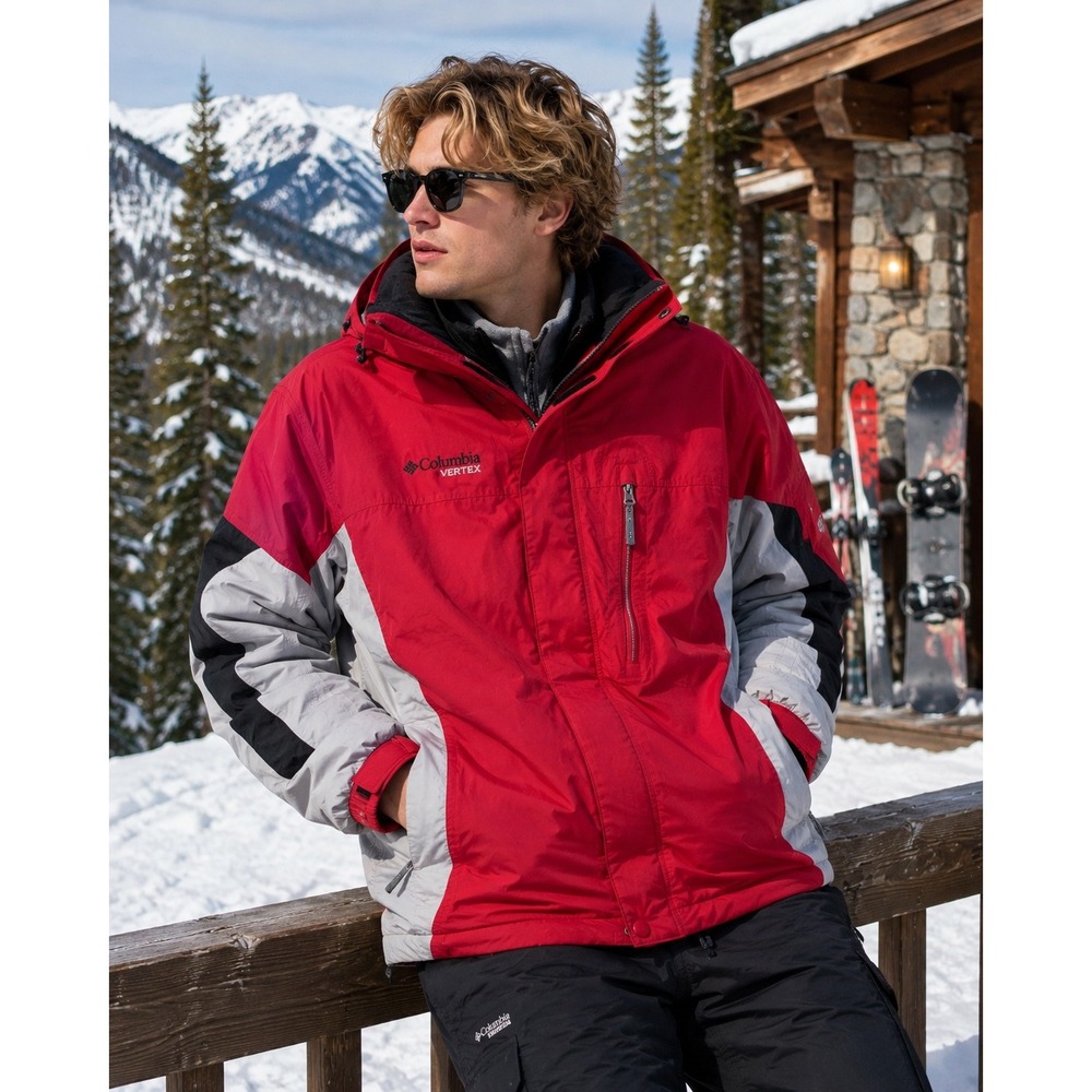 Vintage Y2K Columbia Vertex Bugaboo 3-in-1 Jacket Men's L Red Gorpcore Fleece